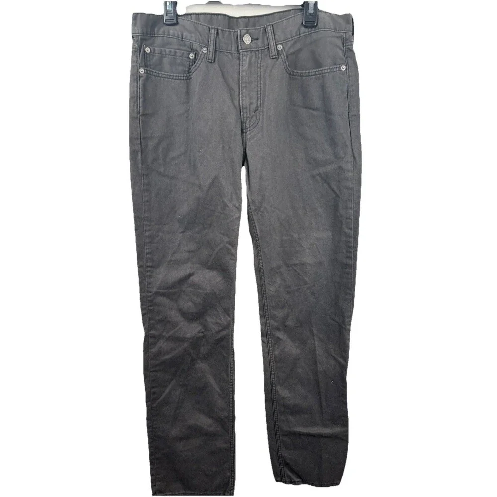 Levi's 514 Jeans Mens 34x34 Black Denim White Tab Dark Wash Straight Leg